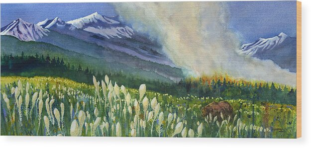 Wildfire Wood Print featuring the painting Indications of Wilderness by Tonja Opperman
