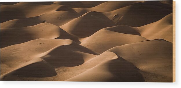 Panorama Wood Print featuring the photograph Lost In The Golden Dunes by Khalid Jamal