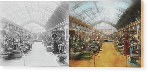 Machinist Wood Print featuring the photograph Machinist - It's milling time 1889 - Side by Side by Mike Savad