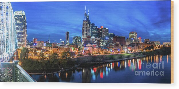 City Wood Print featuring the photograph Nashville Night by David Smith