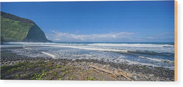 Photography Wood Print featuring the photograph Rocky Beach At Waipio Valley Where by Panoramic Images