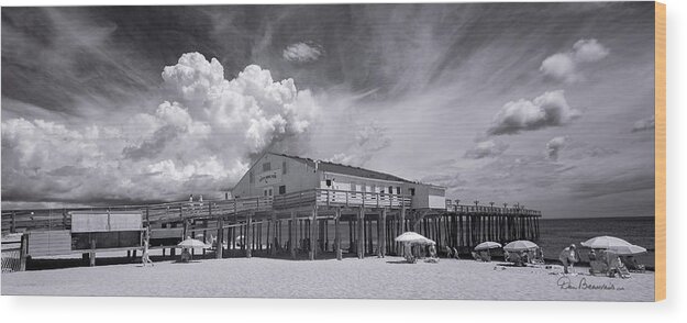 Cloud Wood Print featuring the photograph Summer Cloud Beyond Kitty Hawk Pier 7813 by Dan Beauvais