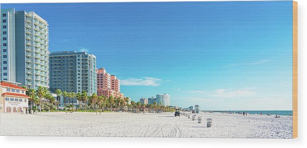 Clearwater Wood Print featuring the photograph Beautiful Clearwater beach with white sand in Florida USA by Maria Kray