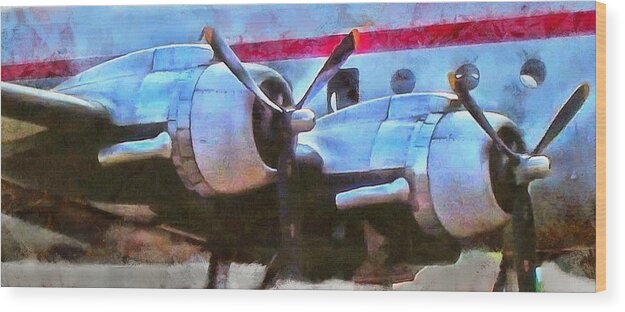 Airplane Wood Print featuring the mixed media Old Prop by Christopher Reed