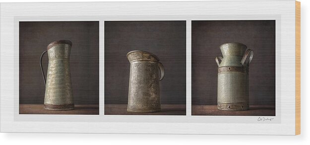 Tin Pitchers Wood Print featuring the photograph CDpx_01477 by Clark Dunbar