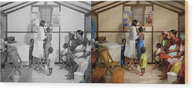 Doc Wood Print featuring the photograph Doctor - Pediatrician - At the family clinic 1942 - Side by Side by Mike Savad