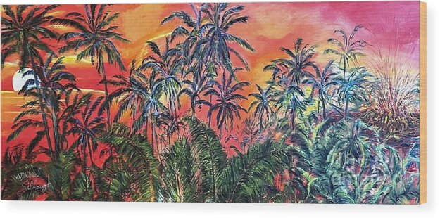 Aina Wood Print featuring the painting E ola i ka 'Aino o Kilauea II by Michael Silbaugh