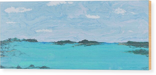 Seascape Wood Print featuring the painting East Harbor Key Channel by Steve Shaw