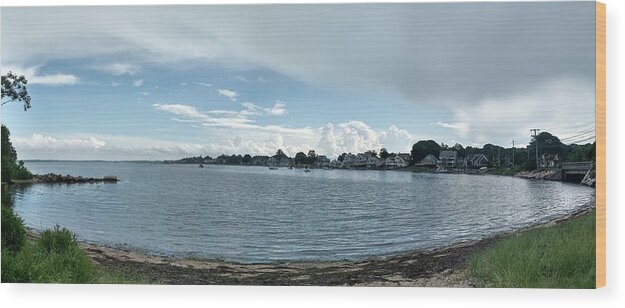 Eskar Point Wood Print featuring the photograph Eskar Bay Panorama - Groton CT by Kirkodd Photography Of New England