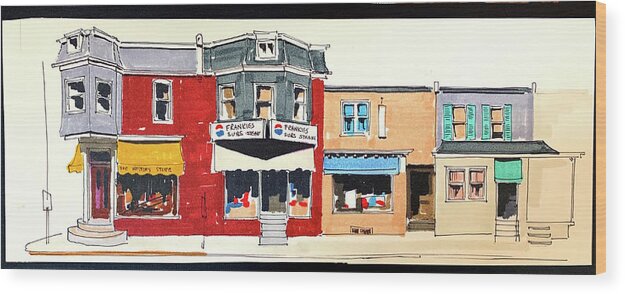 Wilmington Delaware Wood Print featuring the painting Frankie's by William Renzulli