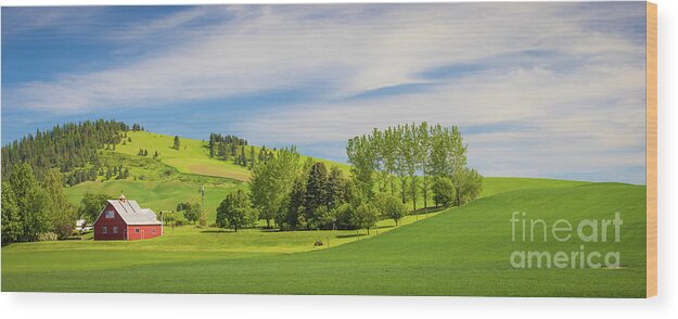 America Wood Print featuring the photograph Garfield Barn Panorama by Inge Johnsson