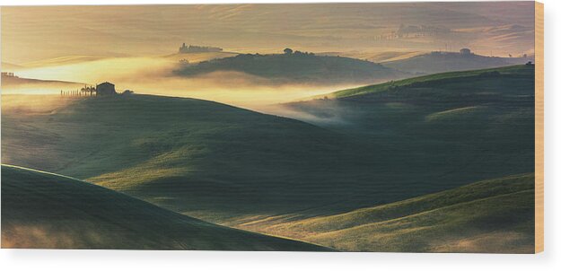 Italy Wood Print featuring the photograph Hilly Tuscany Valley by Evgeni Dinev