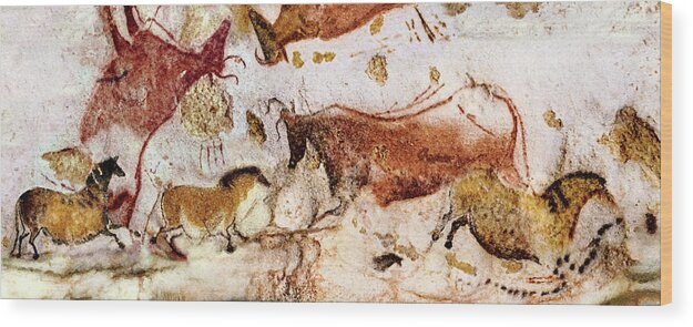 Lascaux Wood Print featuring the digital art Lascaux Horses and Cows by Weston Westmoreland