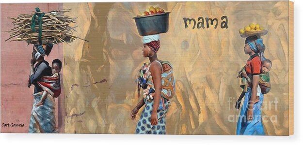 Black Women Wood Print featuring the digital art Mama Work by Carl Gouveia