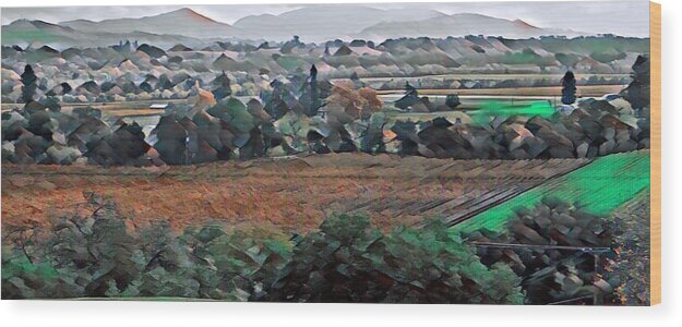 Sonoma Valley California Vineyards Hdr Special Effects Olympus Photoshop Pastoral Landscape Wood Print featuring the photograph Sonoma Valley Vineyards by Farol Tomson