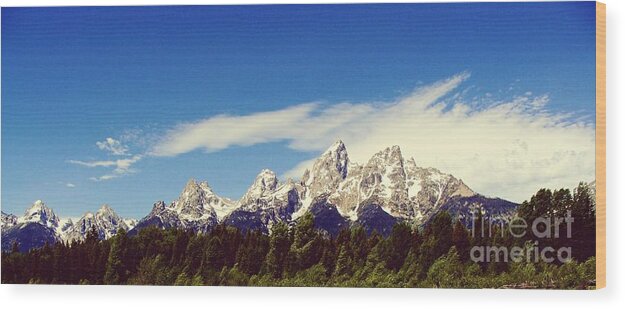 Tetons Wood Print featuring the photograph Tetons in Full Sun by Charlene Adler