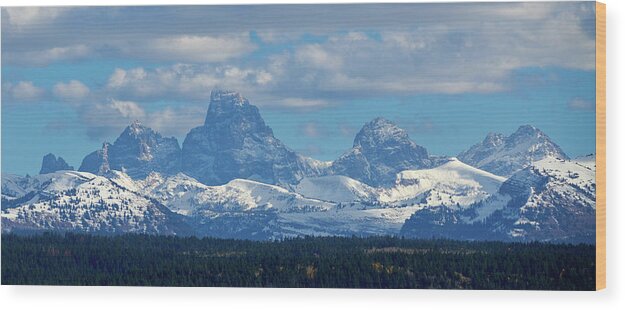 Nature Wood Print featuring the photograph The Tetons by Paul Freidlund
