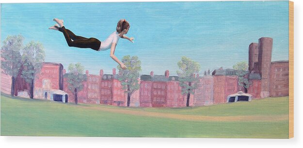 Boston Wood Print featuring the painting Uncommon Beacon by Tim Murphy