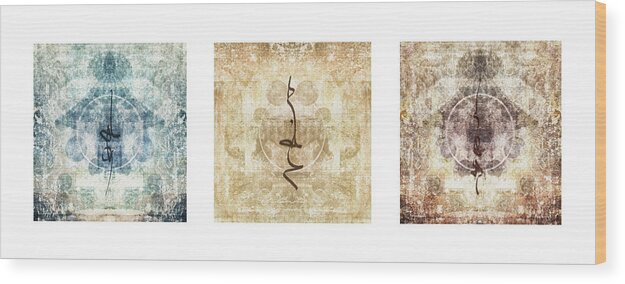 Prayer Wood Print featuring the photograph Prayer Flag Triptych #2 by Carol Leigh