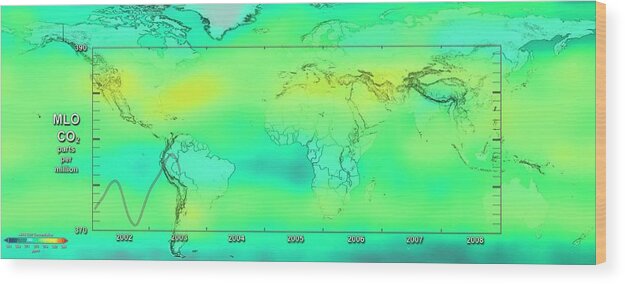 Earth Wood Print featuring the photograph Global Carbon Dioxide Variations #4 by Nasa/gsfc-svs/science Photo Library