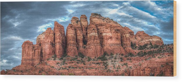 Hdr Wood Print featuring the photograph Cathedral Rock by Ross Henton