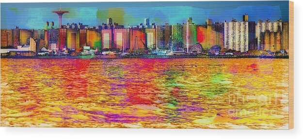 Coney Island Wood Print featuring the photograph Colorful Coney Island by Lilliana Mendez