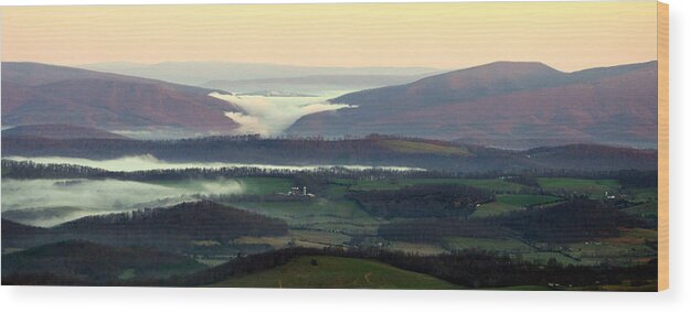 Early Morning Wood Print featuring the photograph Daybreak On The Valley Below by Cathy Shiflett
