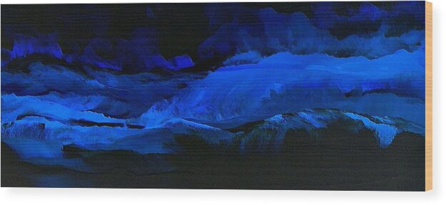 Night Wood Print featuring the painting Late Night High Tide by Linda Bailey