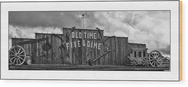 Black And White Wood Print featuring the photograph Old Time Five and Dime by Ron Roberts