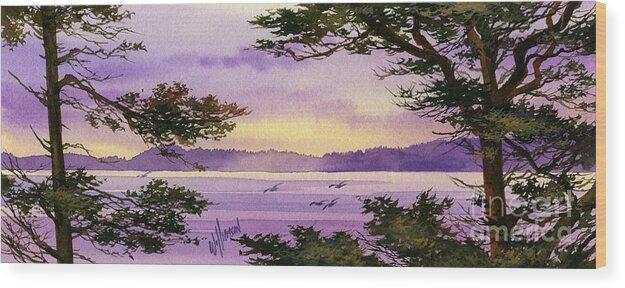Landscape Fine Art Print Wood Print featuring the painting On That Radiant Shore by James Williamson