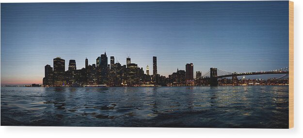 Panoramic Wood Print featuring the photograph Panoramic Manhattan Skyline by Brian Lopiccolo