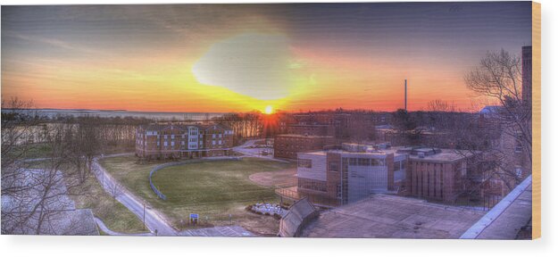 Maine Wood Print featuring the photograph Sunrise on Campus by David Bishop