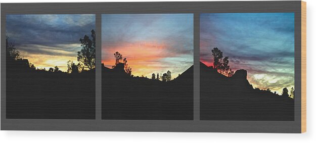 California Wood Print featuring the photograph Sunset at Pinnacles 16 Minute Separation by SC Heffner