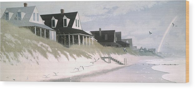 Pawley's Island Wood Print featuring the painting Winter Beach by Blue Sky