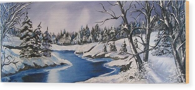 Snow Wood Print featuring the painting Winter's Blanket by Sharon Duguay