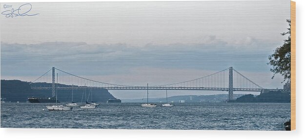 Panoramic Wood Print featuring the photograph GWB Sunset by S Paul Sahm