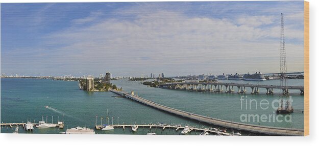 Miami Panorama Wood Print featuring the photograph Port of Miami by Dejan Jovanovic
