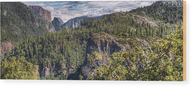 Hdr Panoramic Wood Print featuring the photograph Yosemite Valley by Stephen Campbell