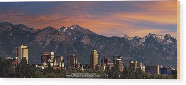 Salt Wood Print featuring the photograph Salt Lake City Skyline #10 by Douglas Pulsipher