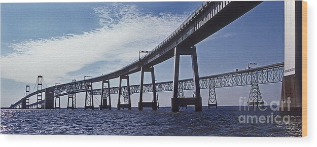 Maritime Wood Print featuring the photograph Chesapeake Bay Bridge #4 by Skip Willits