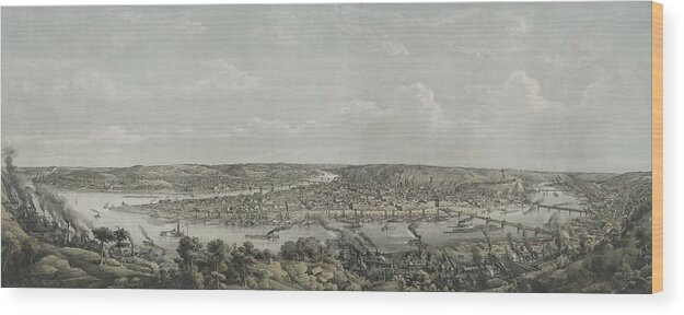 History Wood Print featuring the photograph Birds-eye View Of Pittsburgh by Everett