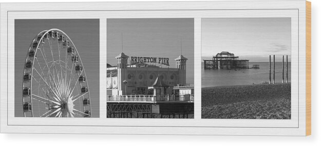 Brighton Wood Print featuring the photograph Brighton Old and New by Hazy Apple