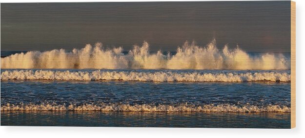 Ocean Wood Print featuring the photograph Dancing Waves by Christy Pooschke