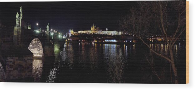 Finland Wood Print featuring the photograph Charles bridge. Prague spring 2017 . Prague by night by Jouko Lehto