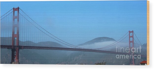 San Fransisco Wood Print featuring the photograph Golden Gate Bridge Panorama by Wilko van de Kamp Fine Photo Art