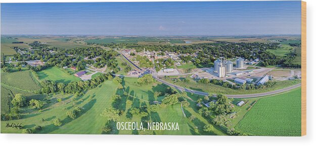 Cityscape Wood Print featuring the photograph Panorama of Osceola Nebraska Poster Version by Mark Dahmke