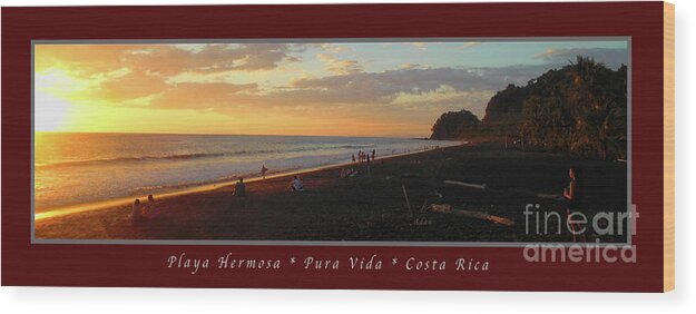 Costa Rica Wood Print featuring the photograph Playa Hermosa Puntarenas Costa Rica - Sunset A One Panorama Poster Greeting Card by Felipe Adan Lerma