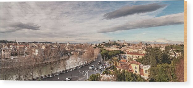 Rome Wood Print featuring the photograph Rome - panorama by Sergey Simanovsky