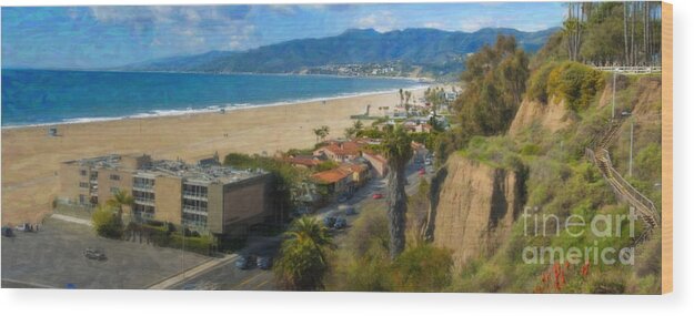 Santa Monica Wood Print featuring the photograph Santa Monica CA Steps Palisades Park Bluffs by David Zanzinger