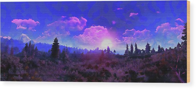 Mountain Spring Wood Print featuring the painting Bucolic Paradise - 45 by AM FineArtPrints